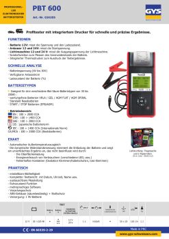 GYS Batterietester Pbt600 - Start/Stop 024205 -Heimwerkzeug Geschäft 024205qiq6fKMXVzydK