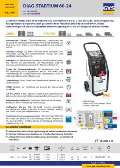 GYS DIAG STARTIUM 026520 60 24 Automatisches 6 12 24V Batterieladegerät Startgerät -Heimwerkzeug Geschäft 026520td