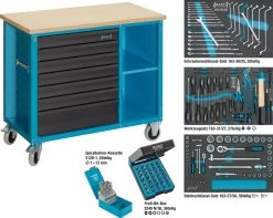 HAZET Werkzeugwagen Werkbank Werkstattwagen Mit Werkzeug 169-tlg. 177W-7/169