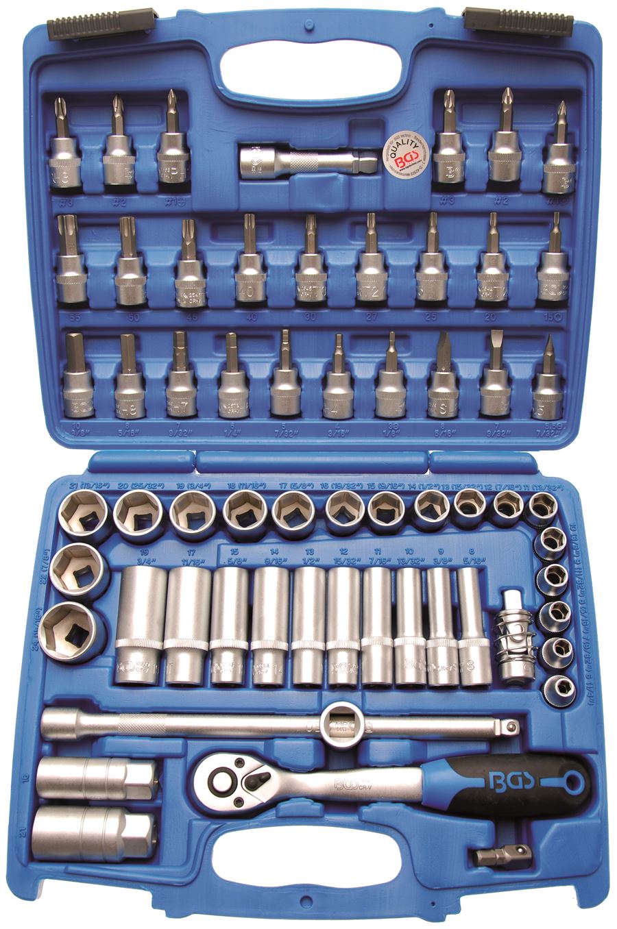 BGS Steckschlüssel-Satz Sechskant | Antrieb 10 Mm (3/8") | 61-tlg. – 2218 4 BGS Steckschlüssel-Satz Sechskant | Antrieb 10 Mm (3/8") | 61-tlg. – 2218 – Bild 2