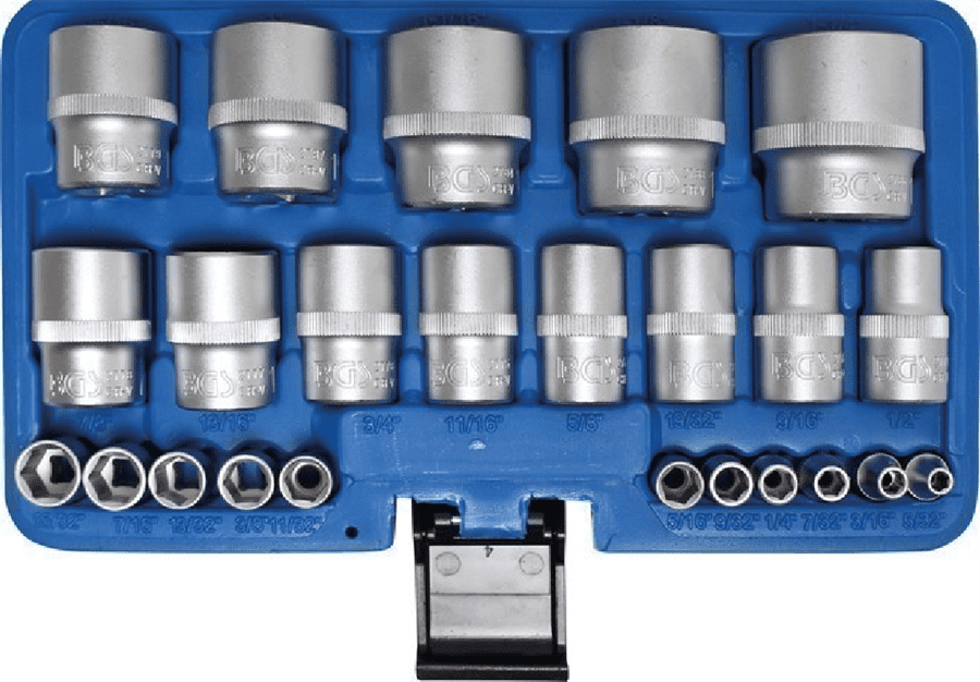 BGS Steckschlüssel-Einsatz-Satz Sechskant | 6,3 Mm (1/4"), 12,5 Mm (1/2") | Zollmaße | 24-tlg. – 2246 3 BGS Steckschlüssel-Einsatz-Satz Sechskant | 6,3 Mm (1/4"), 12,5 Mm (1/2") | Zollmaße | 24-tlg. – 2246