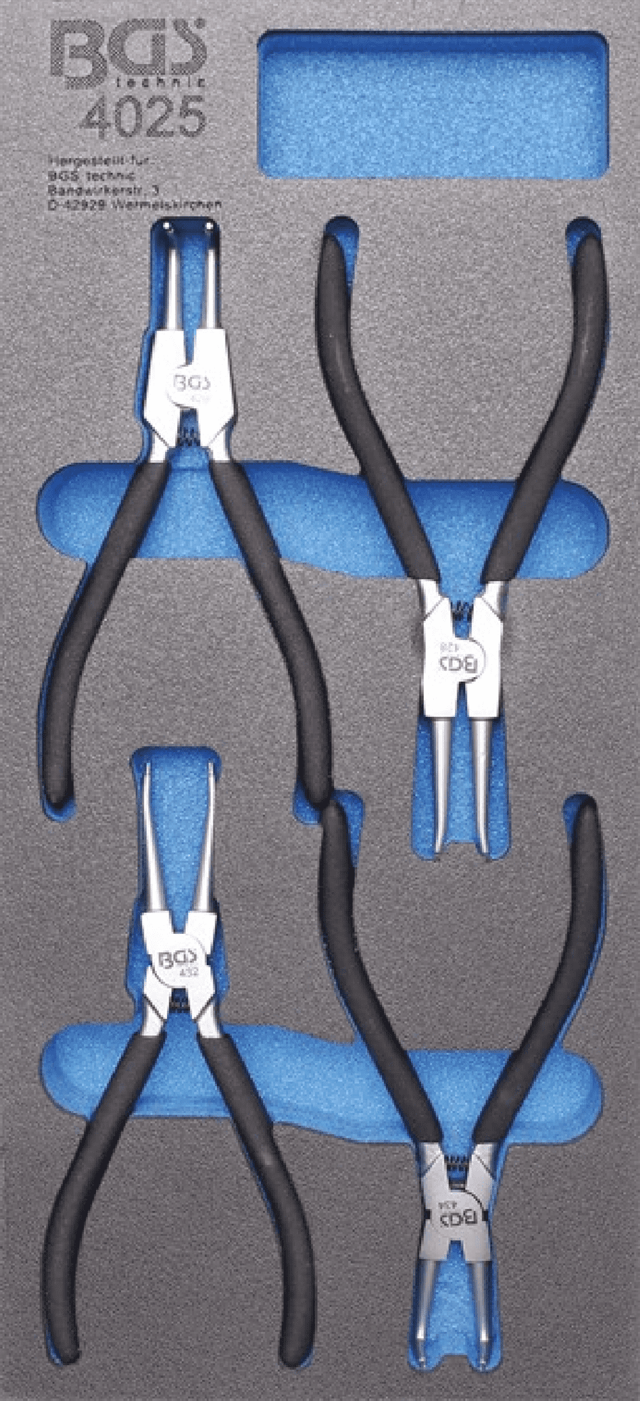 BGS Werkstattwageneinlage 1/3: Sprengringzangen-Satz | 4-tlg. – 4025 3 BGS Werkstattwageneinlage 1/3: Sprengringzangen-Satz | 4-tlg. – 4025