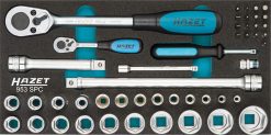 HAZET Steckschlüssel-Satz Vierkant Hohl 12,5mm 1/2 Zoll 47-teilig 953SPC -Heimwerkzeug Geschäft 953spc 23detail 23einlage