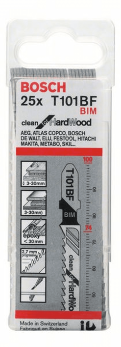 Bosch Stichsägeblatt T 101 BF Clean For Hard Wood 25er-Pack 2608634988