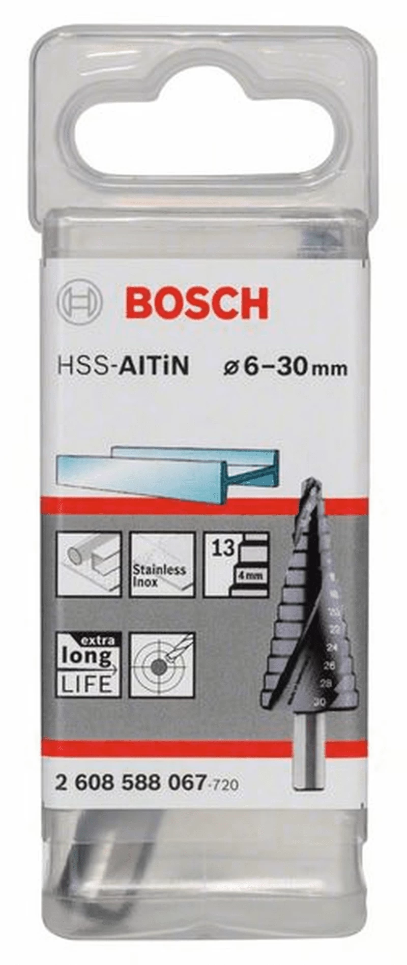 Bosch Stufenbohrer HSS-AlTiN 6 - 30 Mm 10 Mm 93,5 Mm 13 Stufen 2608588067 3 Bosch Stufenbohrer HSS-AlTiN 6 - 30 Mm 10 Mm 93,5 Mm 13 Stufen 2608588067