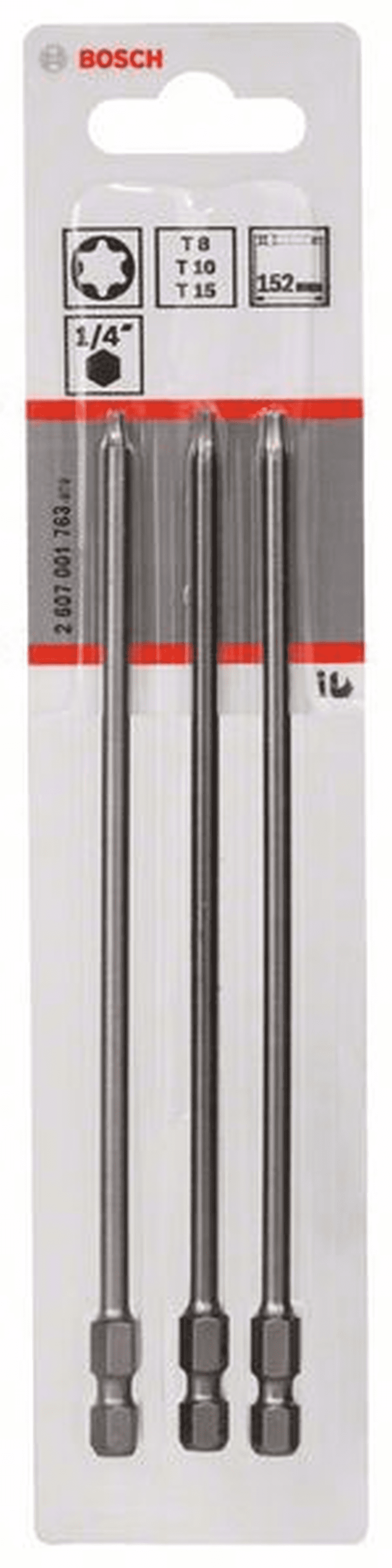 Bosch Schrauberbit-Set Extra-Hart 3-teilig T8 T10 T15 152 Mm 2607001763 3 Bosch Schrauberbit-Set Extra-Hart 3-teilig T8 T10 T15 152 Mm 2607001763