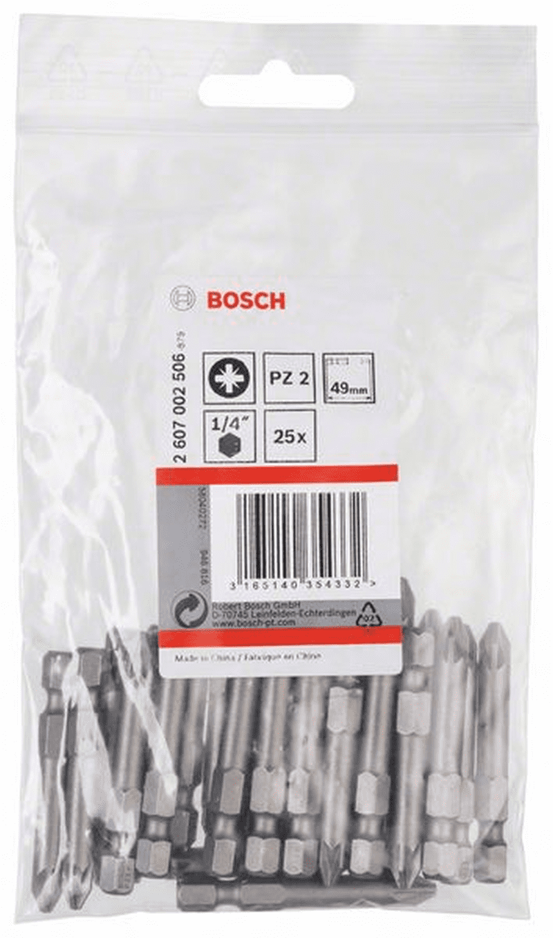 Bosch Schrauberbit Extra-Hart PZ 2 49 Mm 25er-Pack 2607002506 3 Bosch Schrauberbit Extra-Hart PZ 2 49 Mm 25er-Pack 2607002506