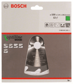 Bosch Kreissägeblatt Optiline Wood Für Handkreissägen 150 X 20/16 X 2,4 Mm 12 2608641169