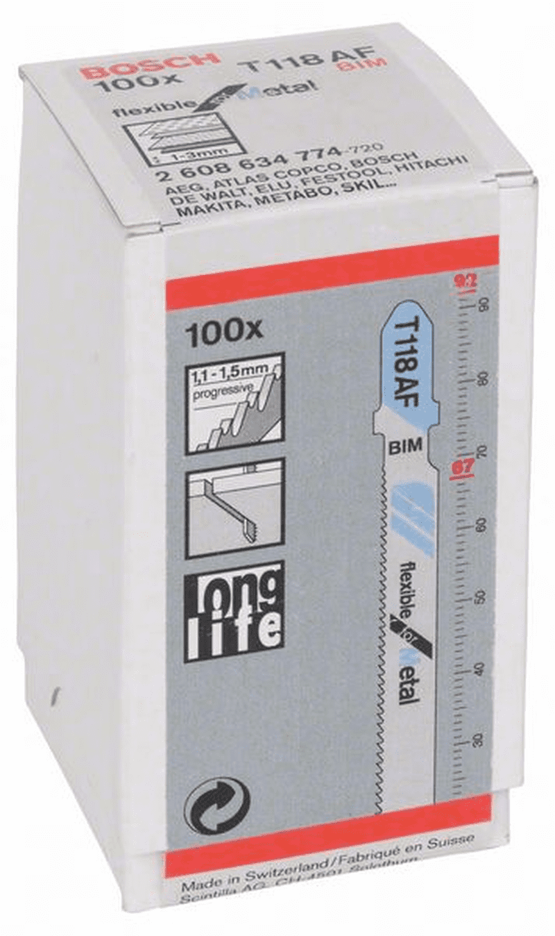 Bosch Stichsägeblatt T 118 AF Flexible For Metal 100er-Pack 2608634774 3 Bosch Stichsägeblatt T 118 AF Flexible For Metal 100er-Pack 2608634774
