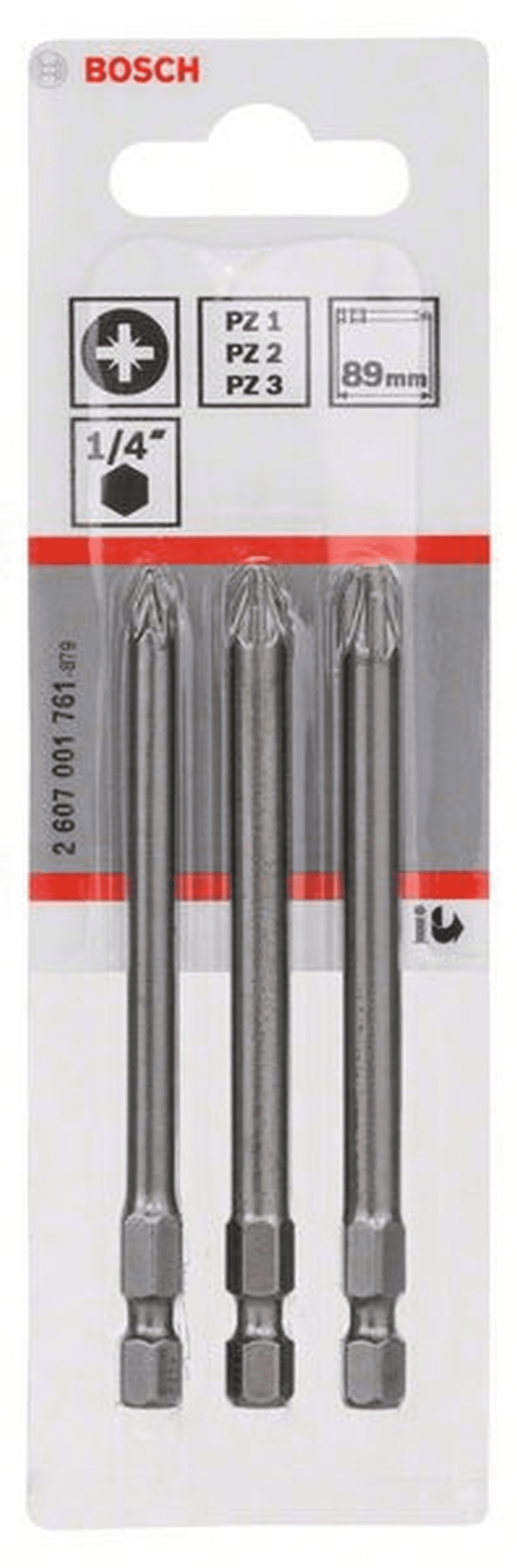 Bosch Schrauberbit-Set Extra-Hart 3-teilig PZ1 PZ2 PZ3 89 Mm 2607001761 3 Bosch Schrauberbit-Set Extra-Hart 3-teilig PZ1 PZ2 PZ3 89 Mm 2607001761