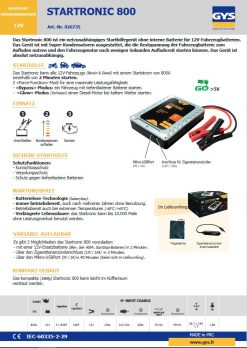 GYS STARTRONIC 800 - Booster Ohne Batterie - 026735 -Heimwerkzeug Geschäft TM 026735