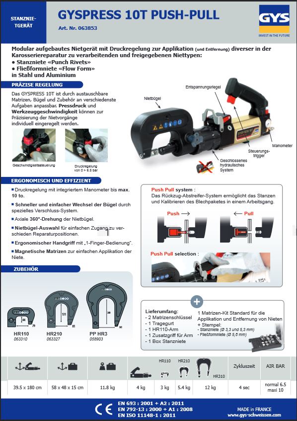 GYS Paket Gyspress 10T Push-Pull Stanznietgerät Incl. Zubehörkit Gen. II D66465 7 GYS Paket Gyspress 10T Push-Pull Stanznietgerät Incl. Zubehörkit Gen. II D66465 – Bild 5