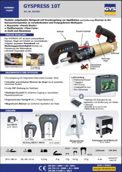 GYS Gyspress 10T Stanznietgerät Incl. HR110 Bügel Im Transportkoffer 063303 -Heimwerkzeug Geschäft TN 063303VLAsaiNTXQKvQ