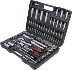 BGS DIY Steckschlüssel-Satz | Antrieb 6,3 Mm (1/4") / 12,5 Mm (1/2") | 94-tlg. – 2296 -Heimwerkzeug Geschäft bgs 2296 002