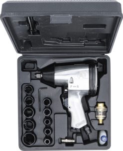 BGS DIY Druckluft-Schlagschrauber Mit Werkzeugsatz | 12,5 Mm (1/2") | 312 Nm | 16-tlg. – 3211 -Heimwerkzeug Geschäft bgs 3211 004