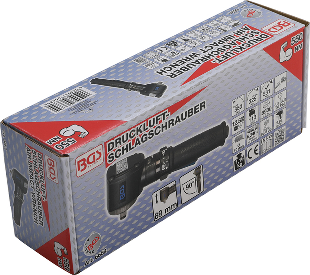 BGS Druckluft-Schlagschrauber | Abgewinkelt | 12,5 Mm (1/2") | 550 Nm – 6684 12 BGS Druckluft-Schlagschrauber | Abgewinkelt | 12,5 Mm (1/2") | 550 Nm – 6684 – Bild 10