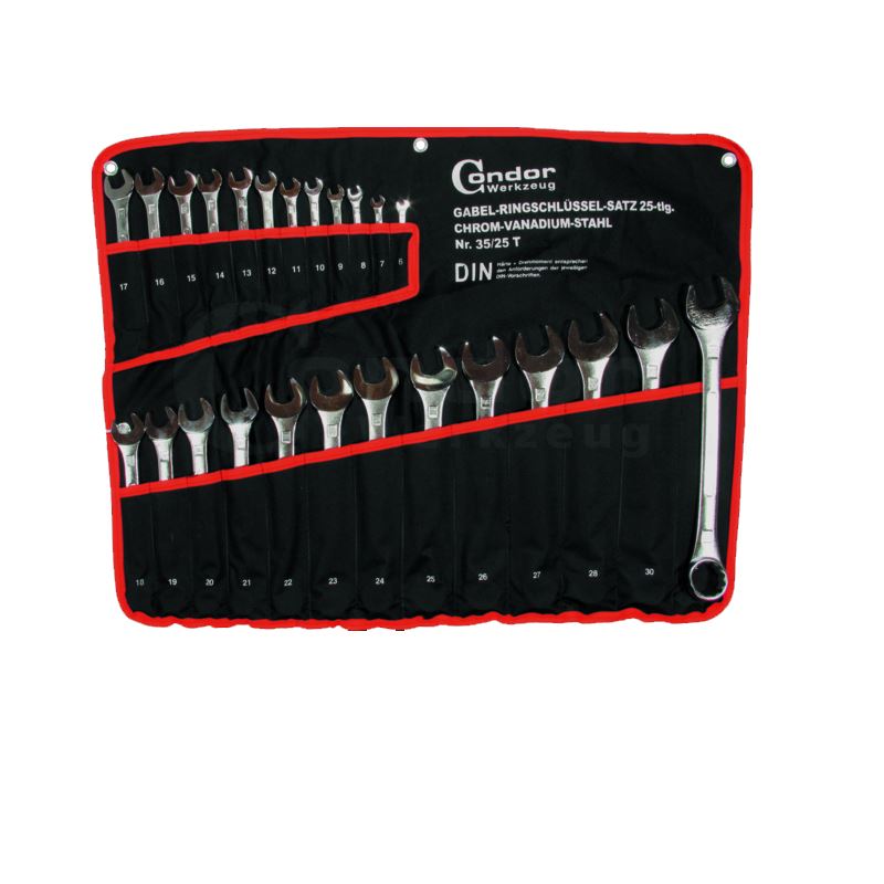 Condor 25-tlg. Maul-Ringschlüssel Satz Verchromt 6-32 Mm In Wickel-Tasche 3 Condor 25-tlg. Maul-Ringschlüssel Satz Verchromt 6-32 Mm In Wickel-Tasche